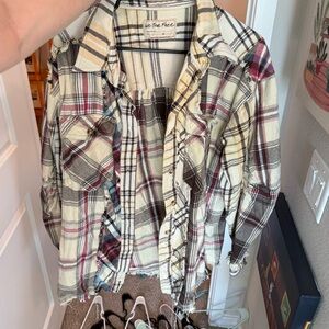 We The Free Women's Plaid Flannel Cream, Red, Black